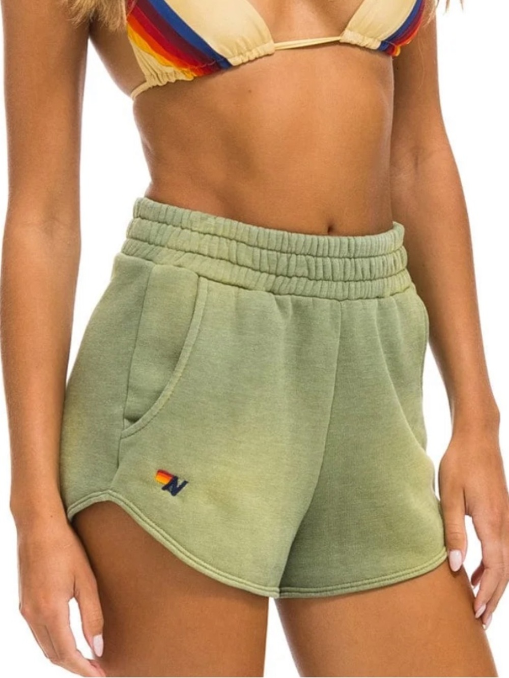 Aviator Nation Essential Pocket Club Shorts Women’s Medium Faded Army Green